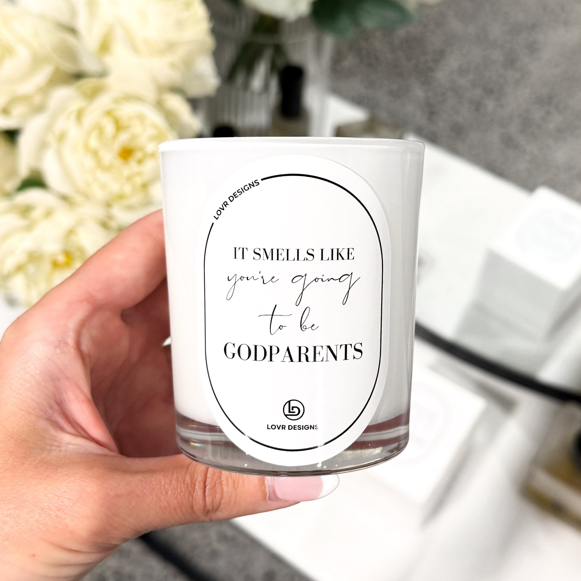 Personalised 'It Smells Like You’re Going to Be Godparents' Soy Candle