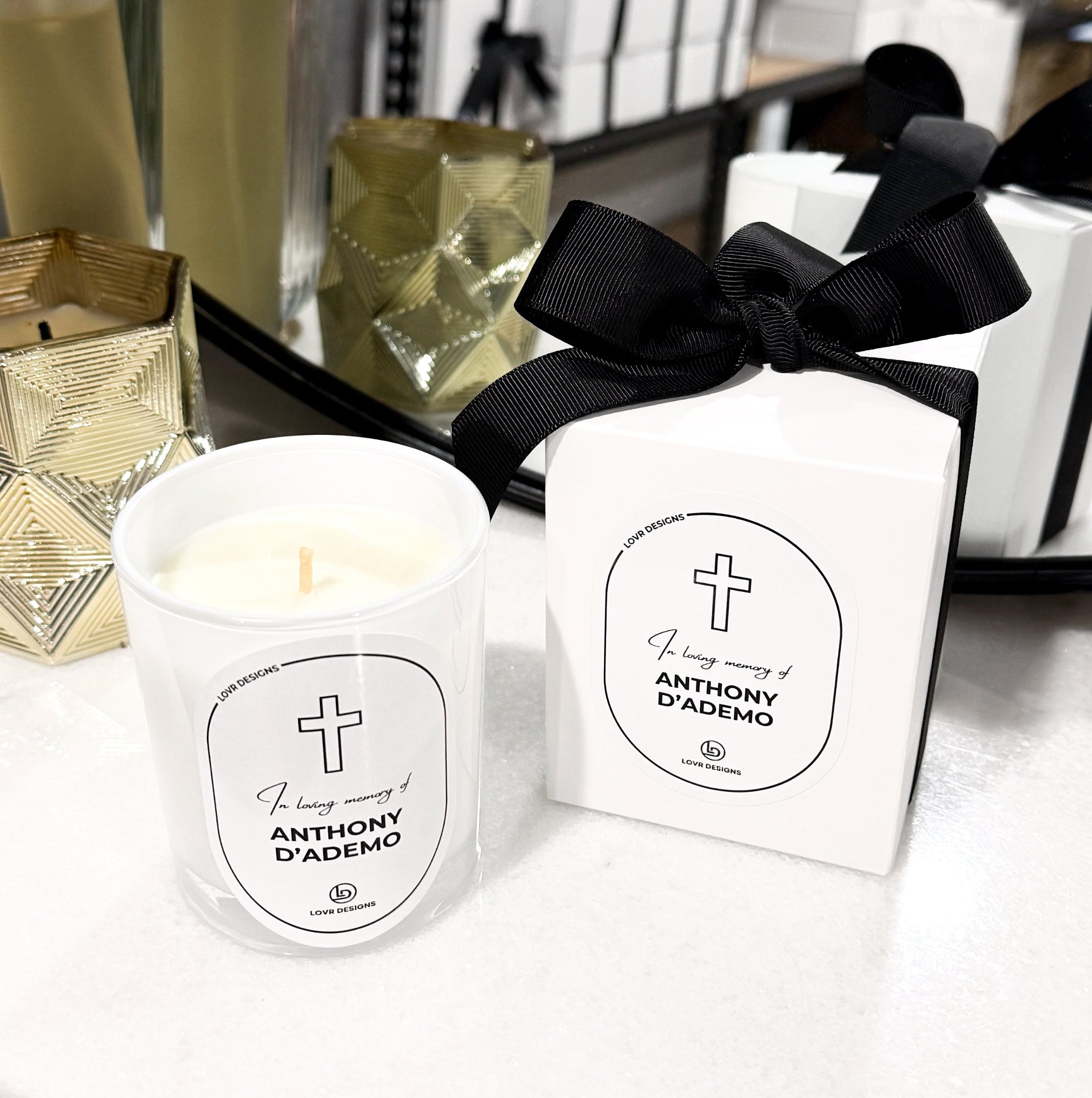 Personalised In Loving Memory Memorial Soy Candle - Christian Catholic