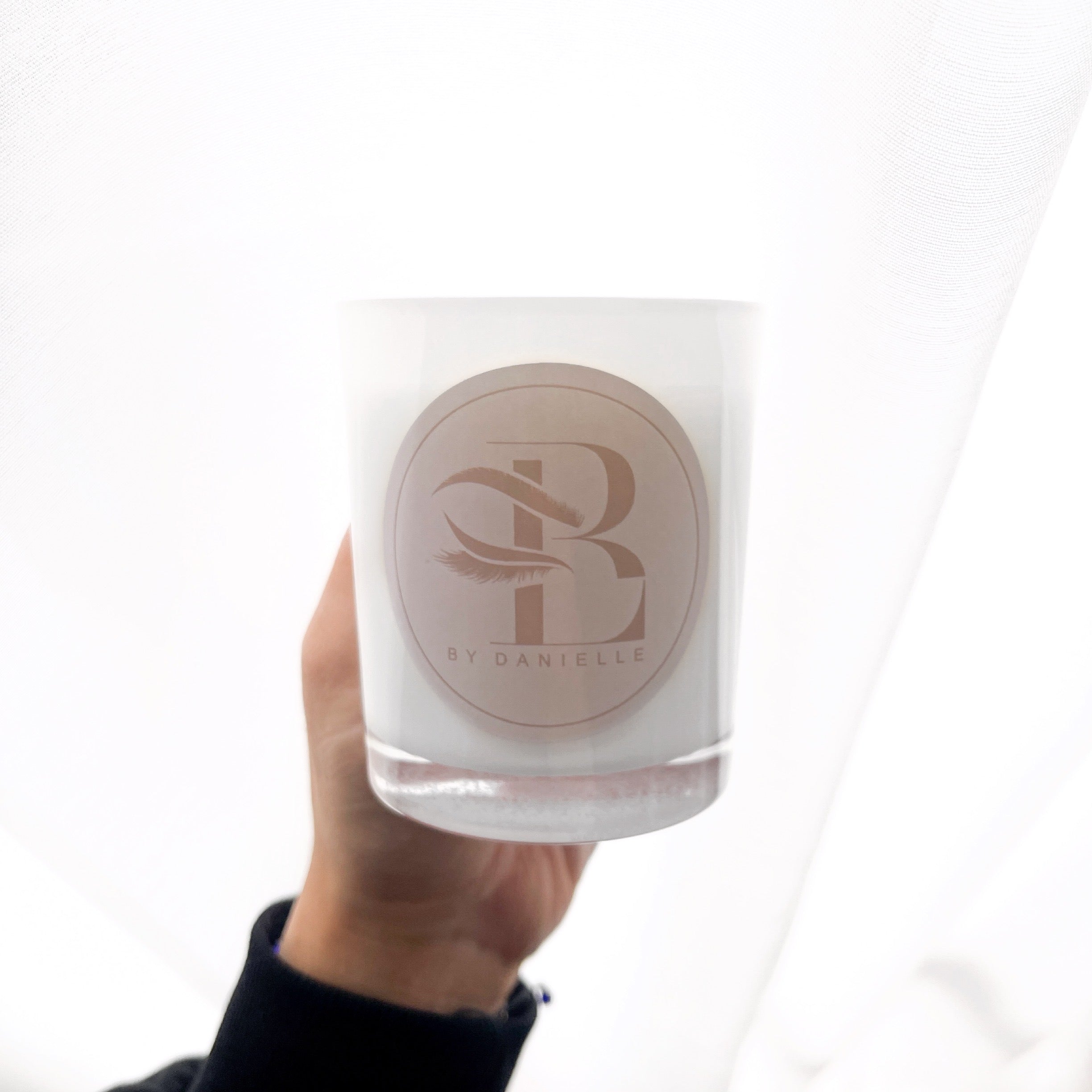 Custom Branded Business Candle for Beauty & Lashes by Danielle. Made in Australia by Lovr Designs.