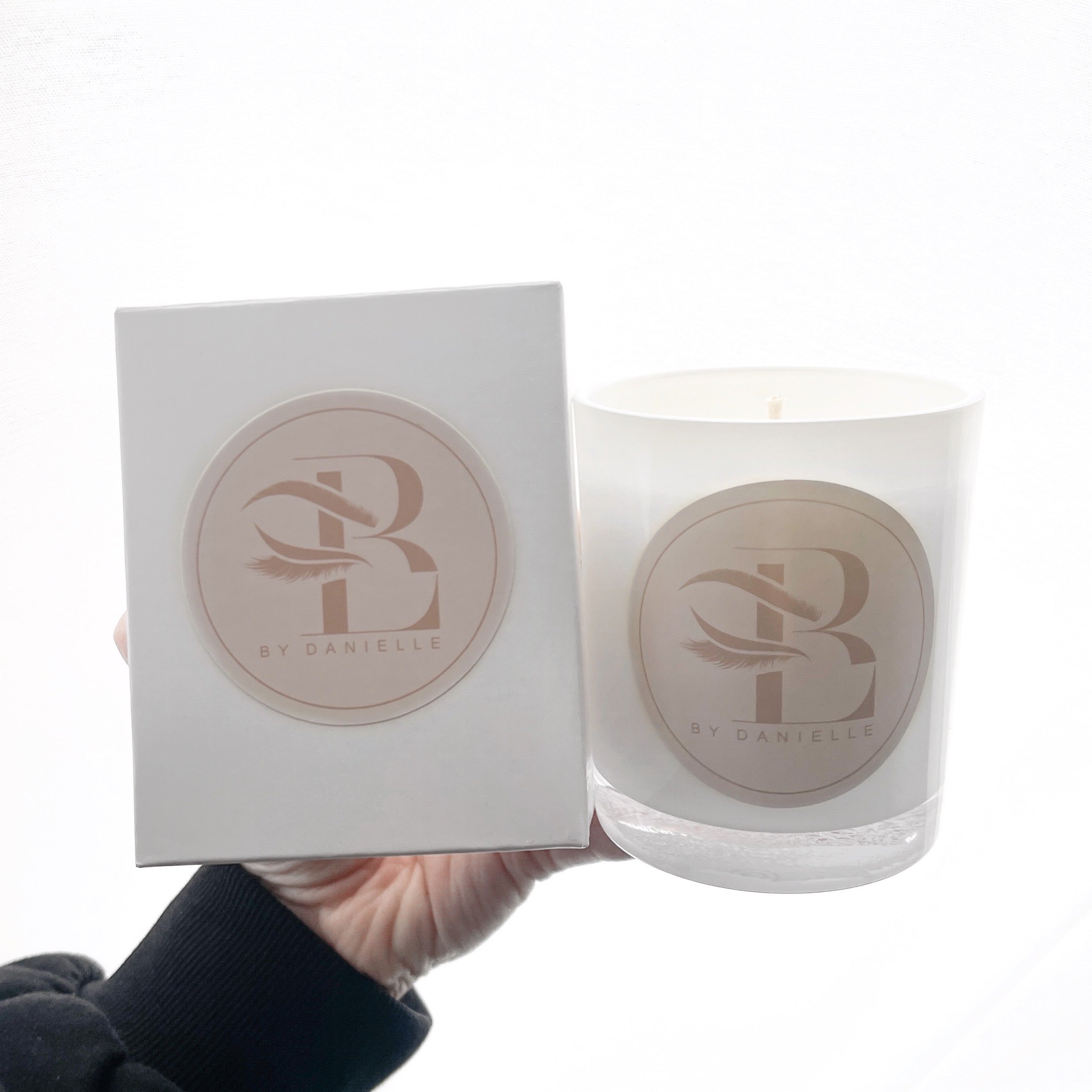 Custom Branded Business Candle for Beauty & Lashes by Danielle. Made in Australia by Lovr Designs.