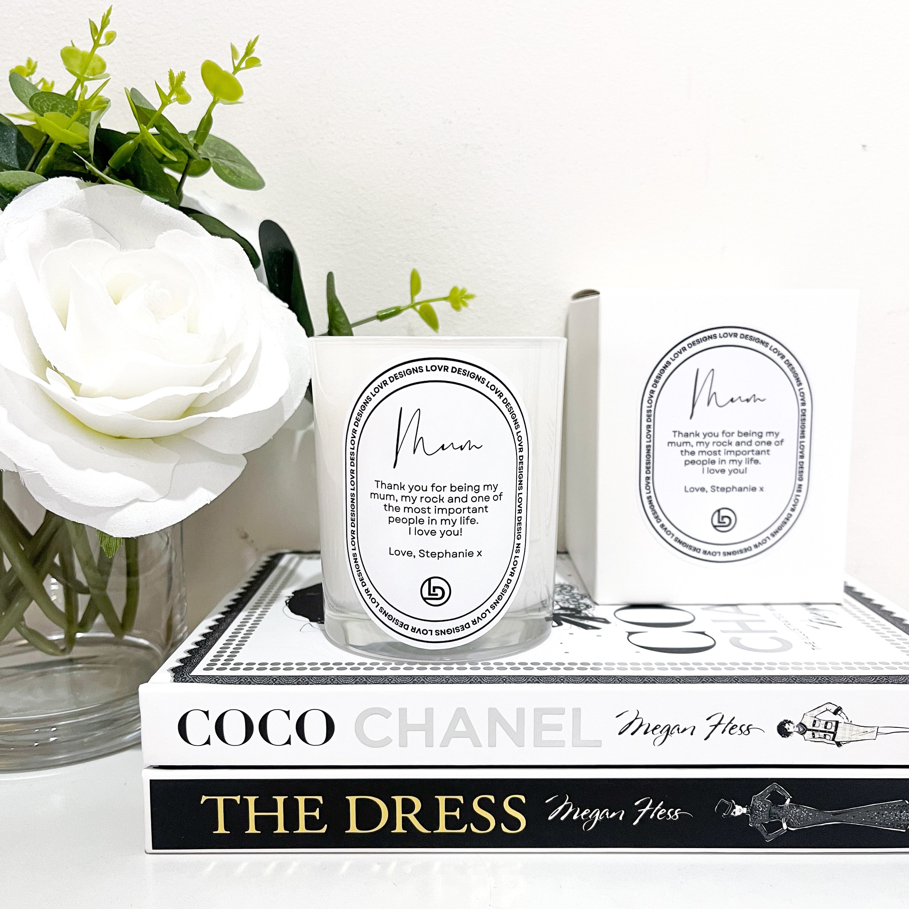Mother's Day Gifts 2024. Personalised Candle For Mum. Mothers Day Gift Ideas From Melbourne Business.